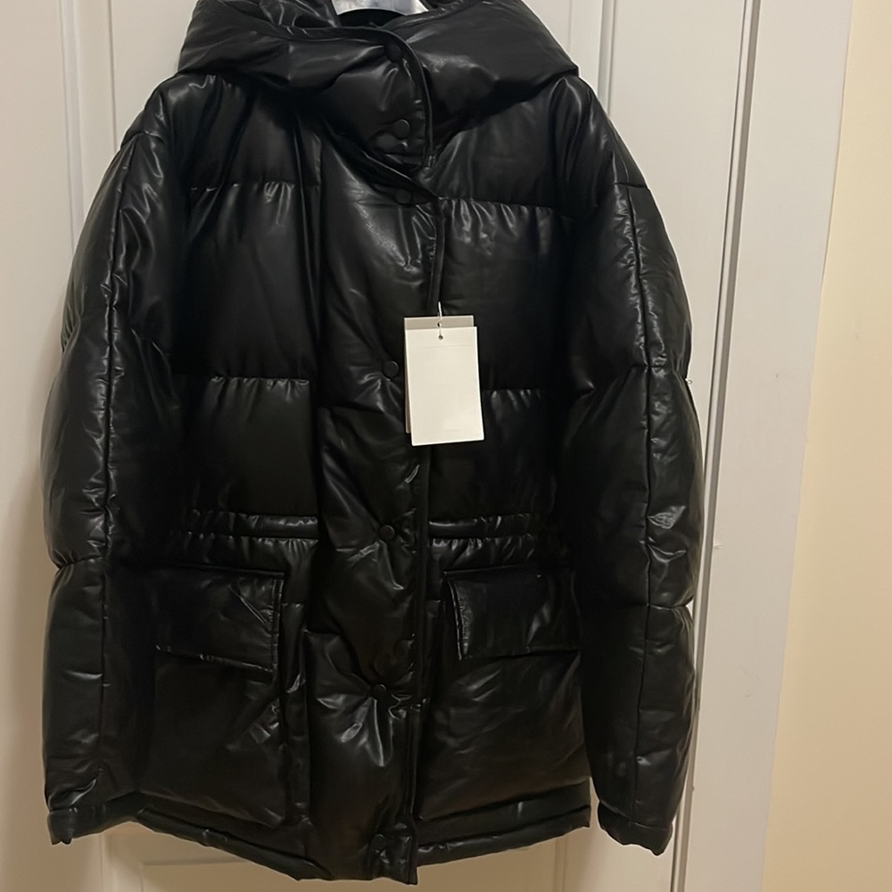 LVIR Hooded Leather Puffer Coat Size M - Picture 8 of 15
